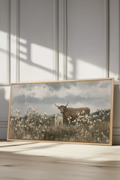 FIRST SPRING, Oeuvre sur toile étirée, encadré Naturel Clair
