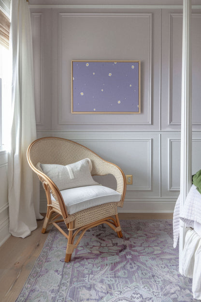 OLEKA CANVAS - FLEURS DE LUNE, Oeuvre sur toile étirée, encadré Naturel Clair