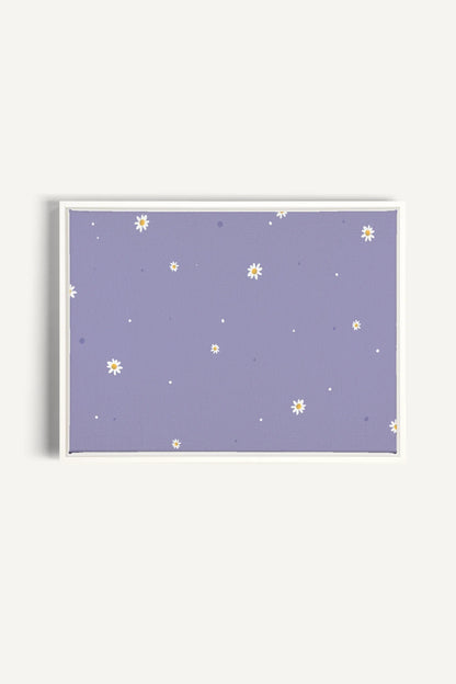 OLEKA CANVAS - FLEURS DE LUNE, Oeuvre sur toile étirée, encadré Blanc