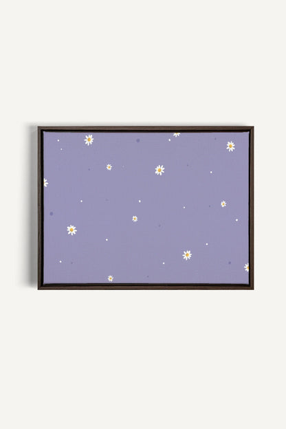 OLEKA CANVAS - FLEURS DE LUNE, Oeuvre sur toile étirée, encadré Brun Noyer