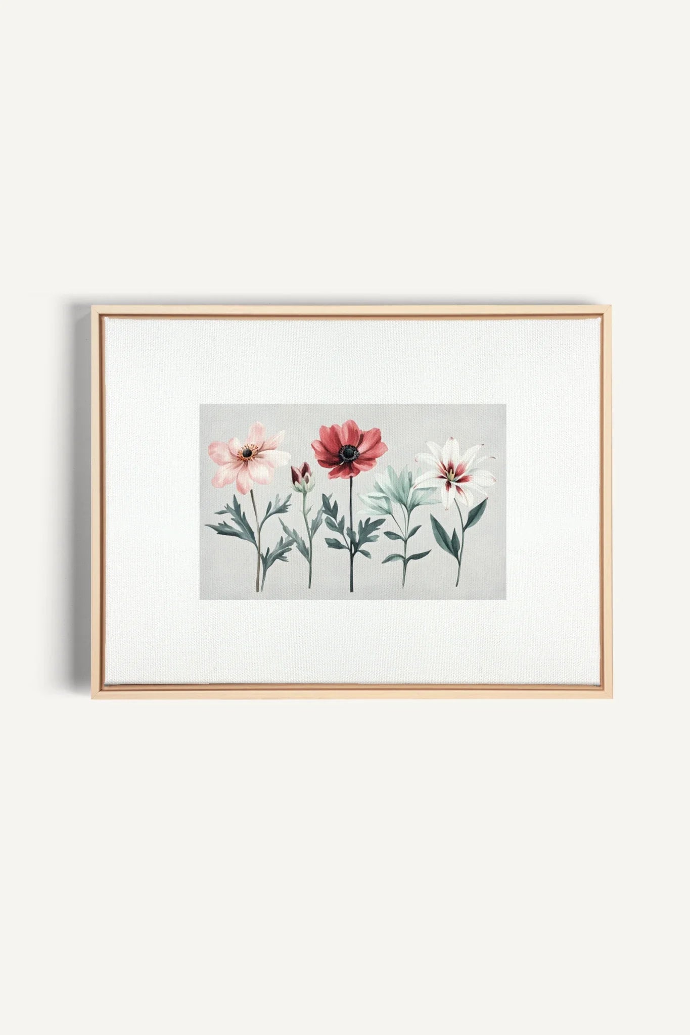 OLEKA CANVAS - FLEURS DE SAISON, Oeuvre sur toile étirée, encadré Naturel Clair