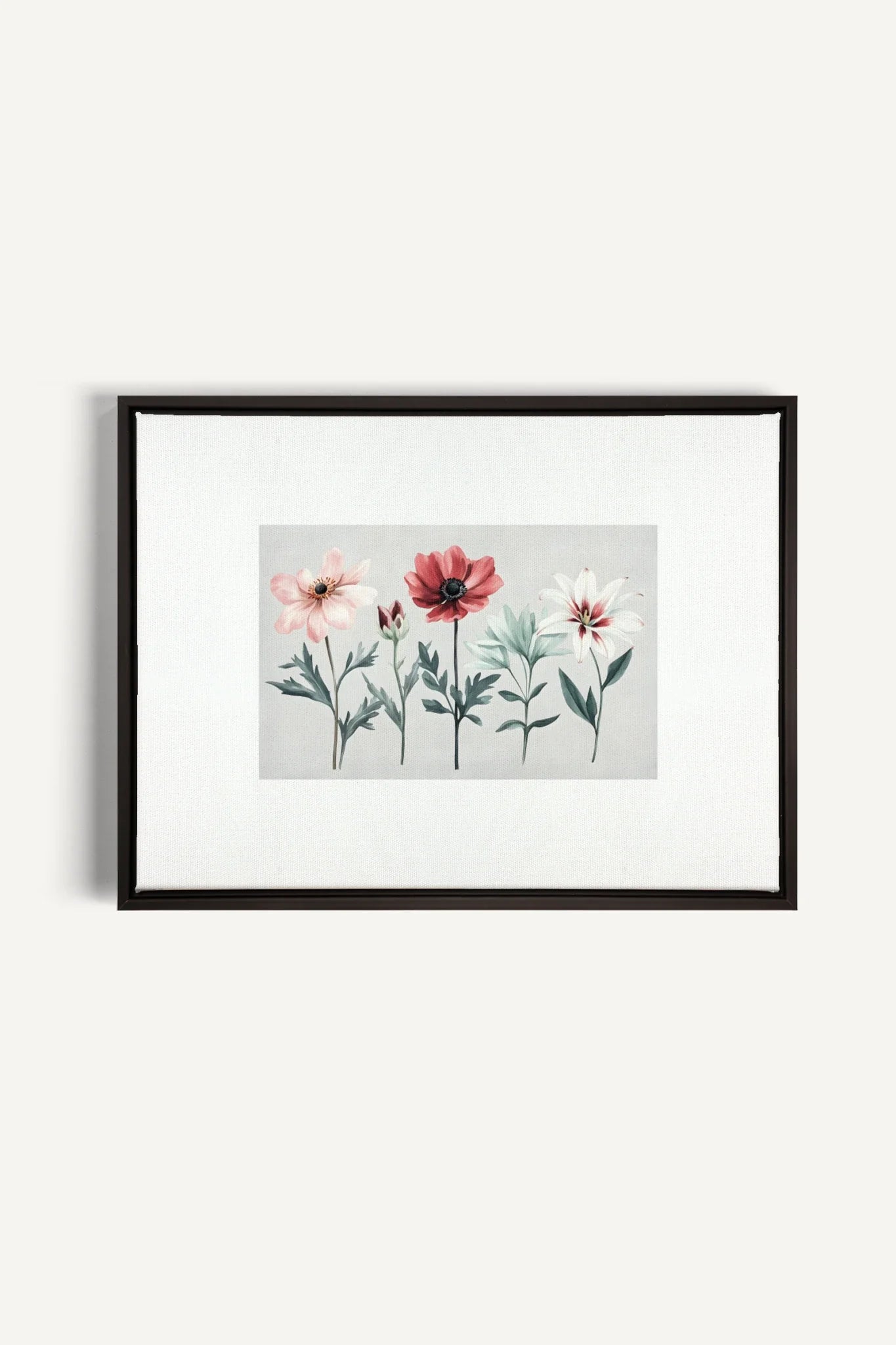 OLEKA CANVAS - FLEURS DE SAISON, Oeuvre sur toile étirée, encadré Noir