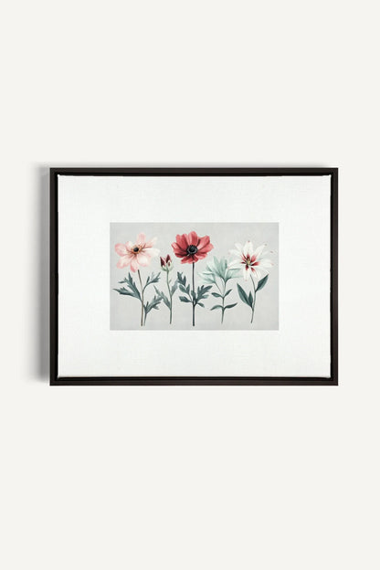 OLEKA CANVAS - FLEURS DE SAISON, Oeuvre sur toile étirée, encadré Noir