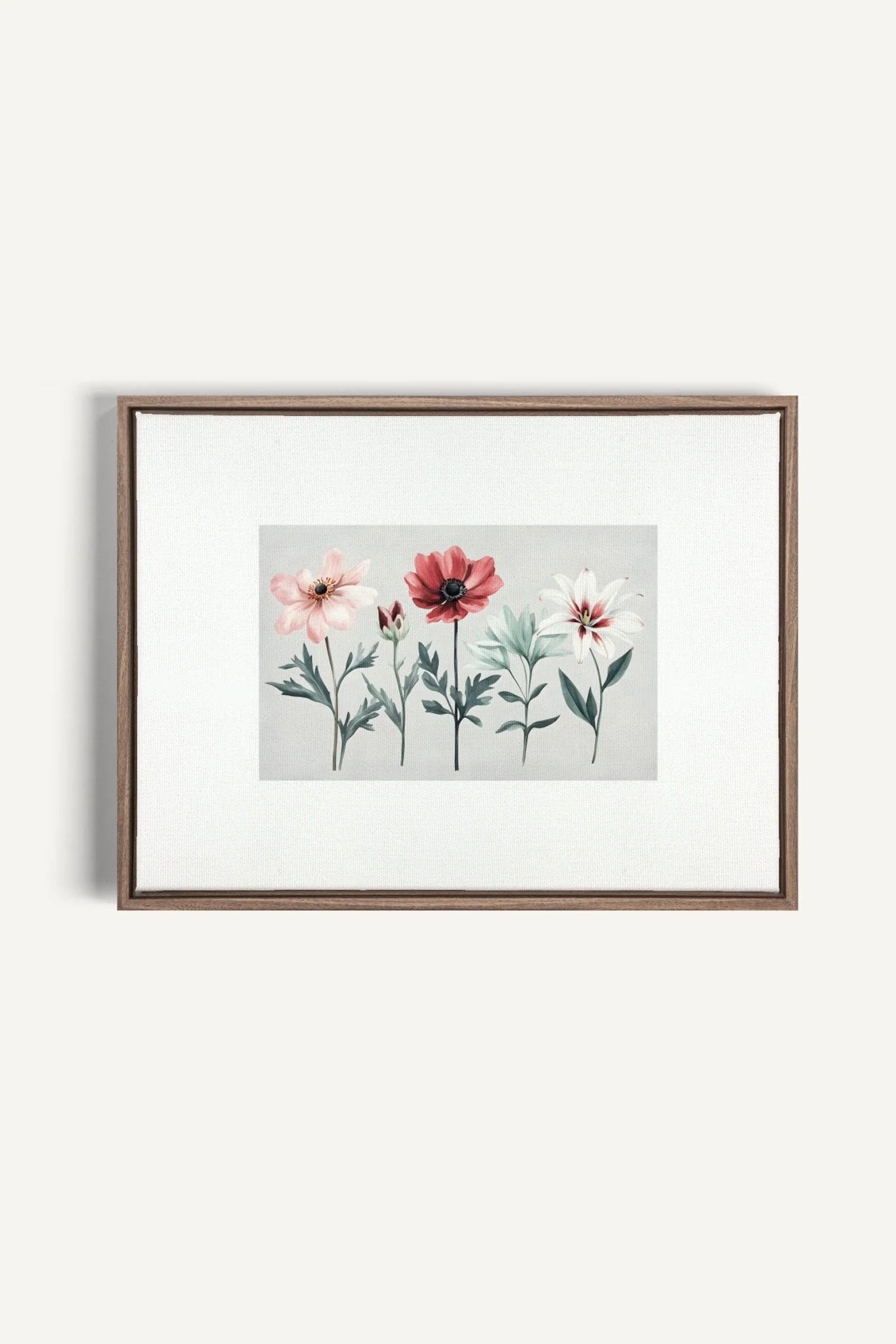 OLEKA CANVAS - FLEURS DE SAISON, Oeuvre sur toile étirée, encadré Brun Chêne