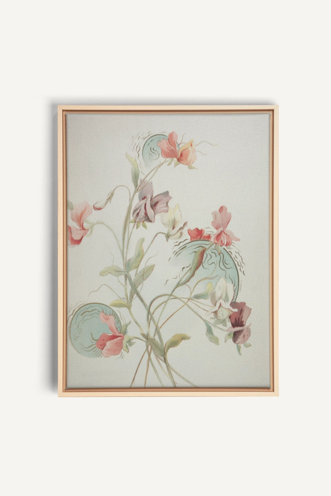 FLEURS DE SILENCE, Oeuvre sur toile étirée, encadré Naturel Clair
