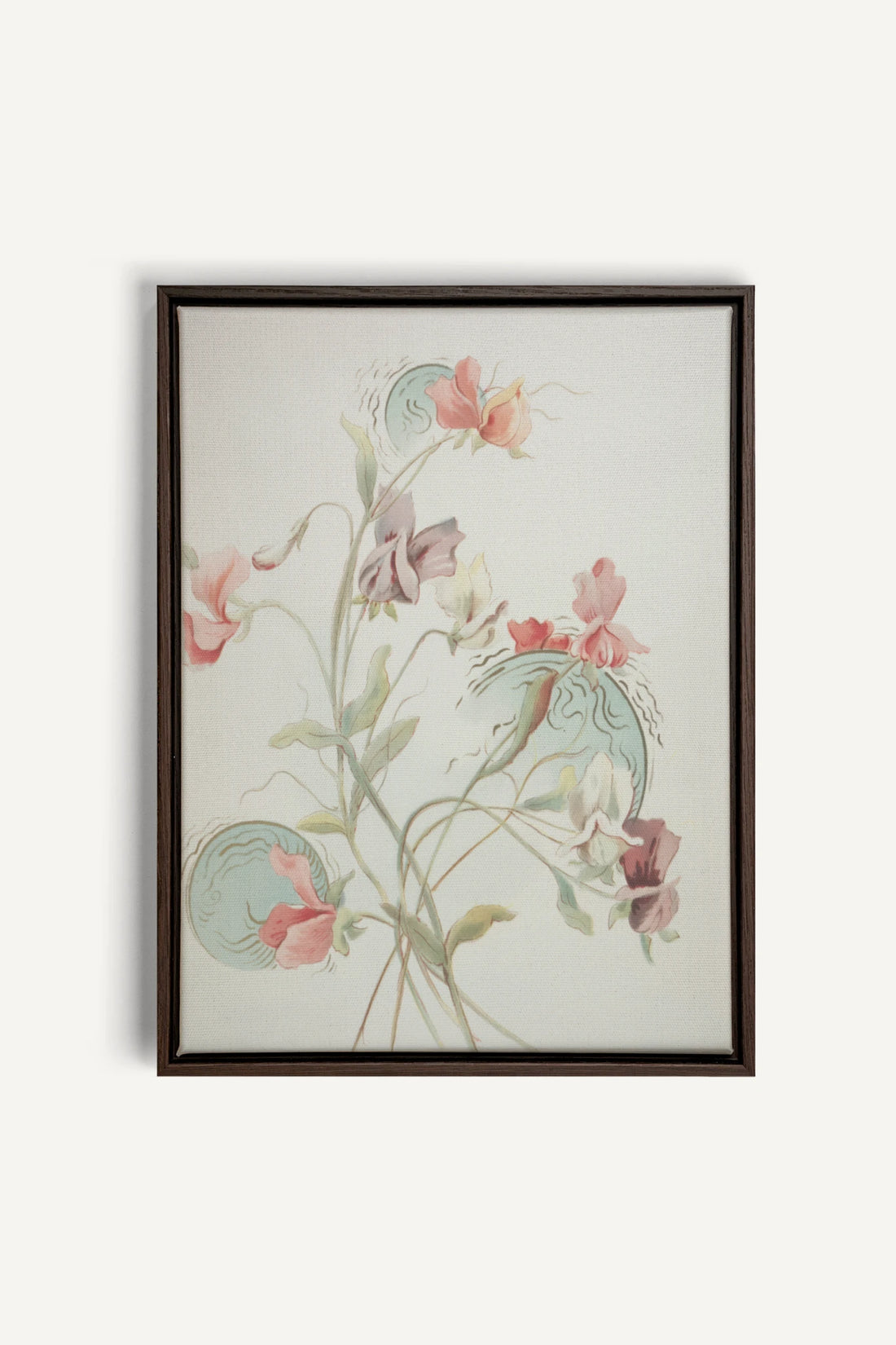 FLEURS DE SILENCE, Oeuvre sur toile étirée, encadré Brun Noyer