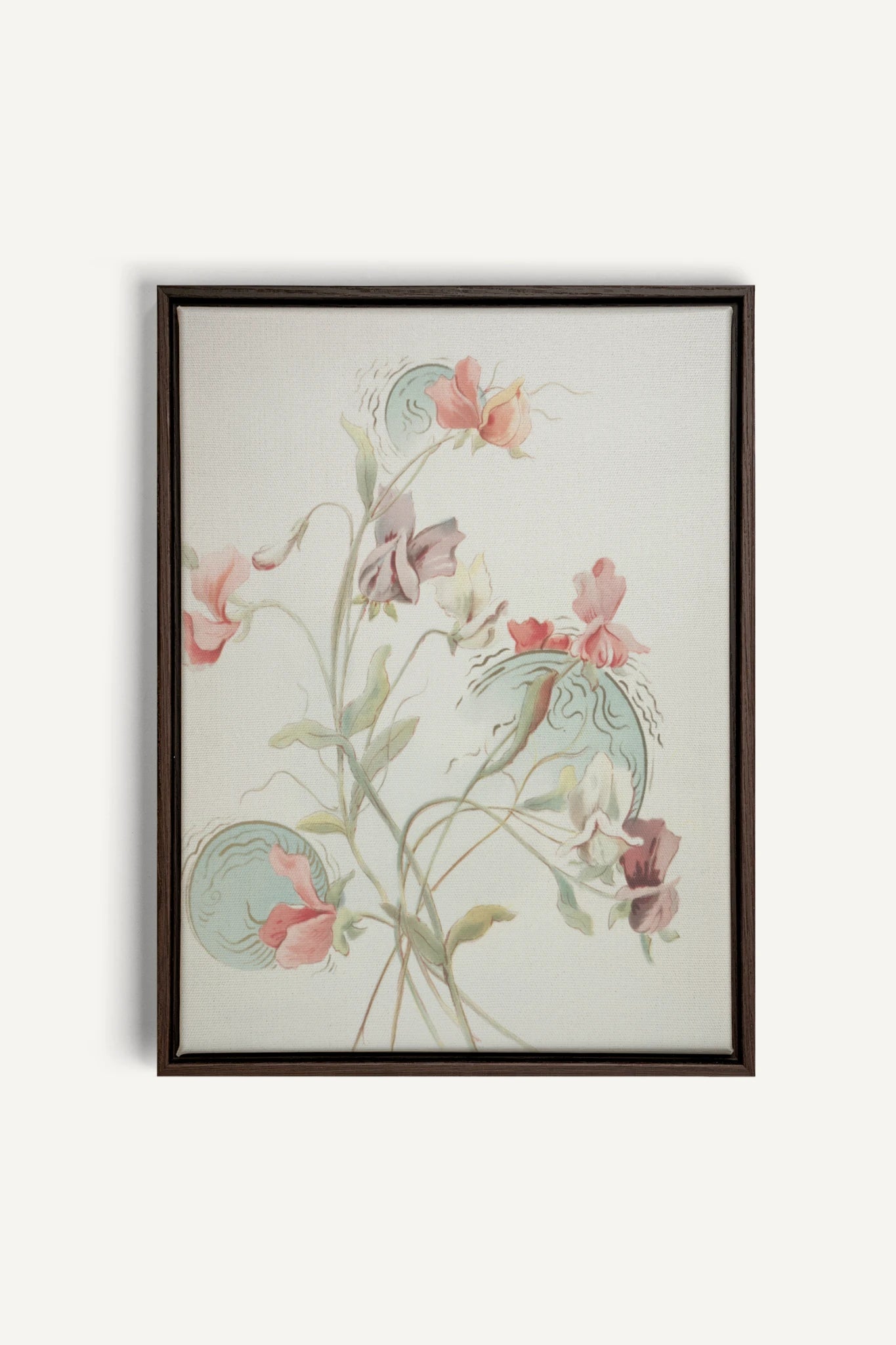FLEURS DE SILENCE, Work on stretched canvas, framed Walnut Brown