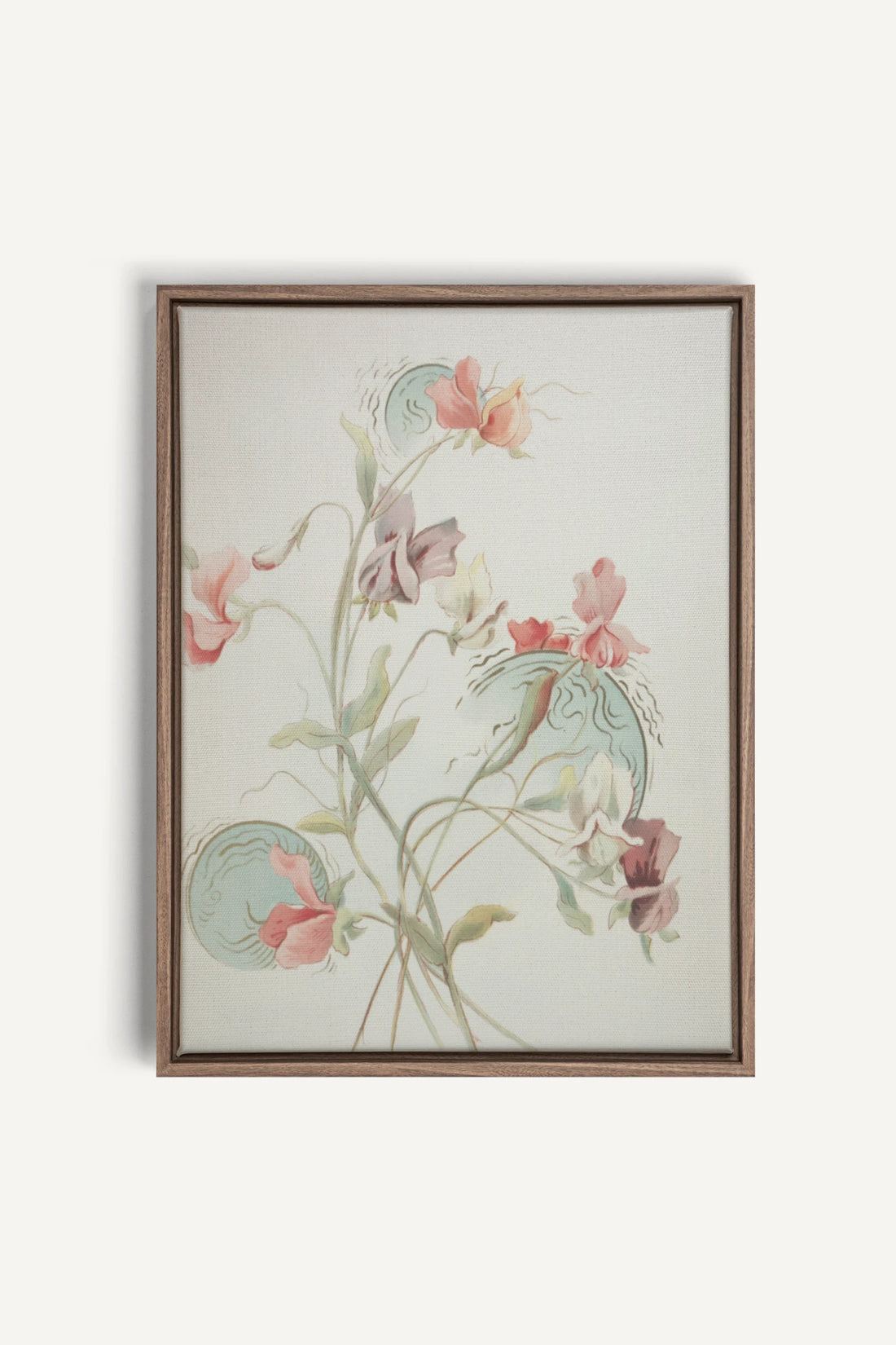 FLEURS DE SILENCE, Oeuvre sur toile étirée, encadré Brun Chêne