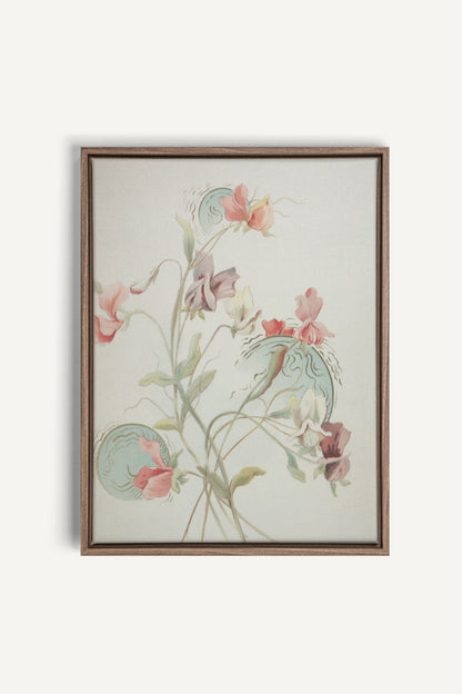 FLEURS DE SILENCE, Work on stretched canvas, framed Oak Brown