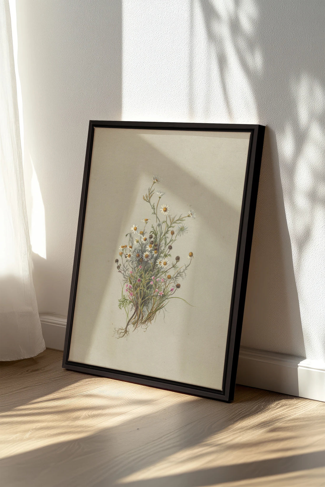 FLEURS DES PRÉS, Oeuvre sur toile étirée, encadré Noir