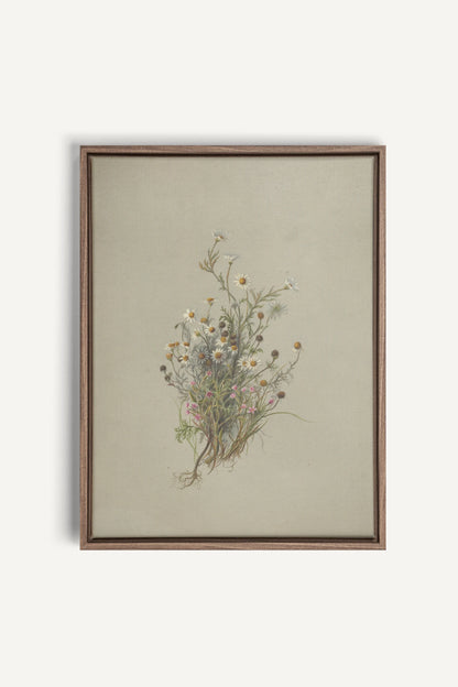 FLEURS DES PRÉS, Work on stretched canvas, framed Oak Brown
