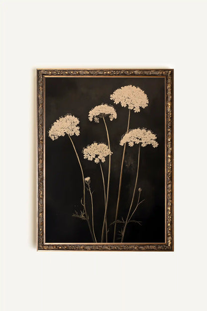FLEURS DE MINUIT, Oeuvre sur toile rigide, encadré Vintage Bronze