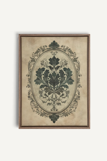 OLEKA CANVAS - FLORAL MAJESTY, Oeuvre sur toile étirée, encadré Brun Chêne