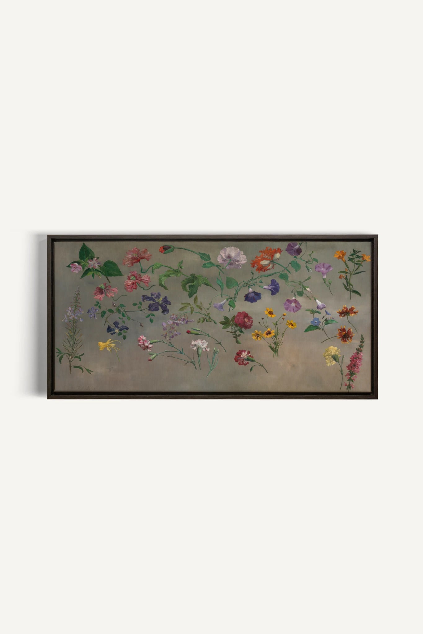 FLORAL REVERIE, Oeuvre sur toile étirée, encadré Brun Noyer