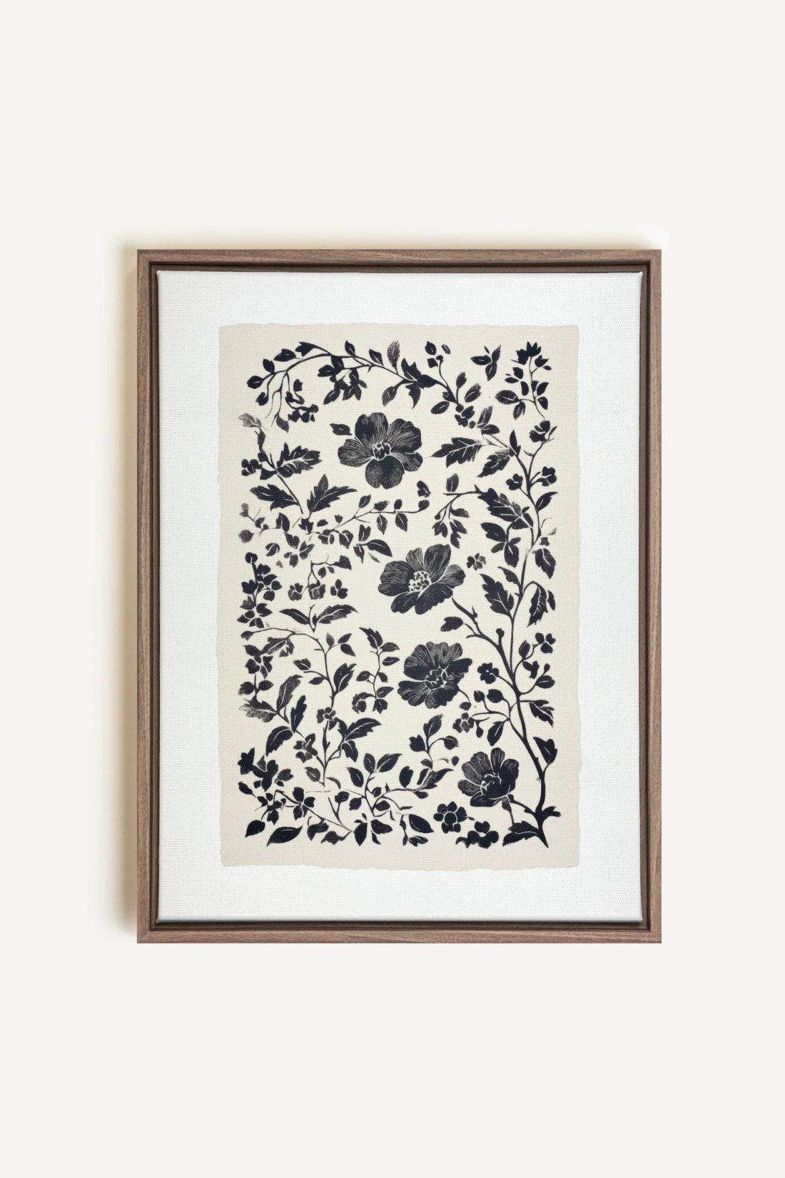 OLEKA CANVAS - FLORAL SHADOW, Oeuvre sur toile étirée, encadré Brun Chêne