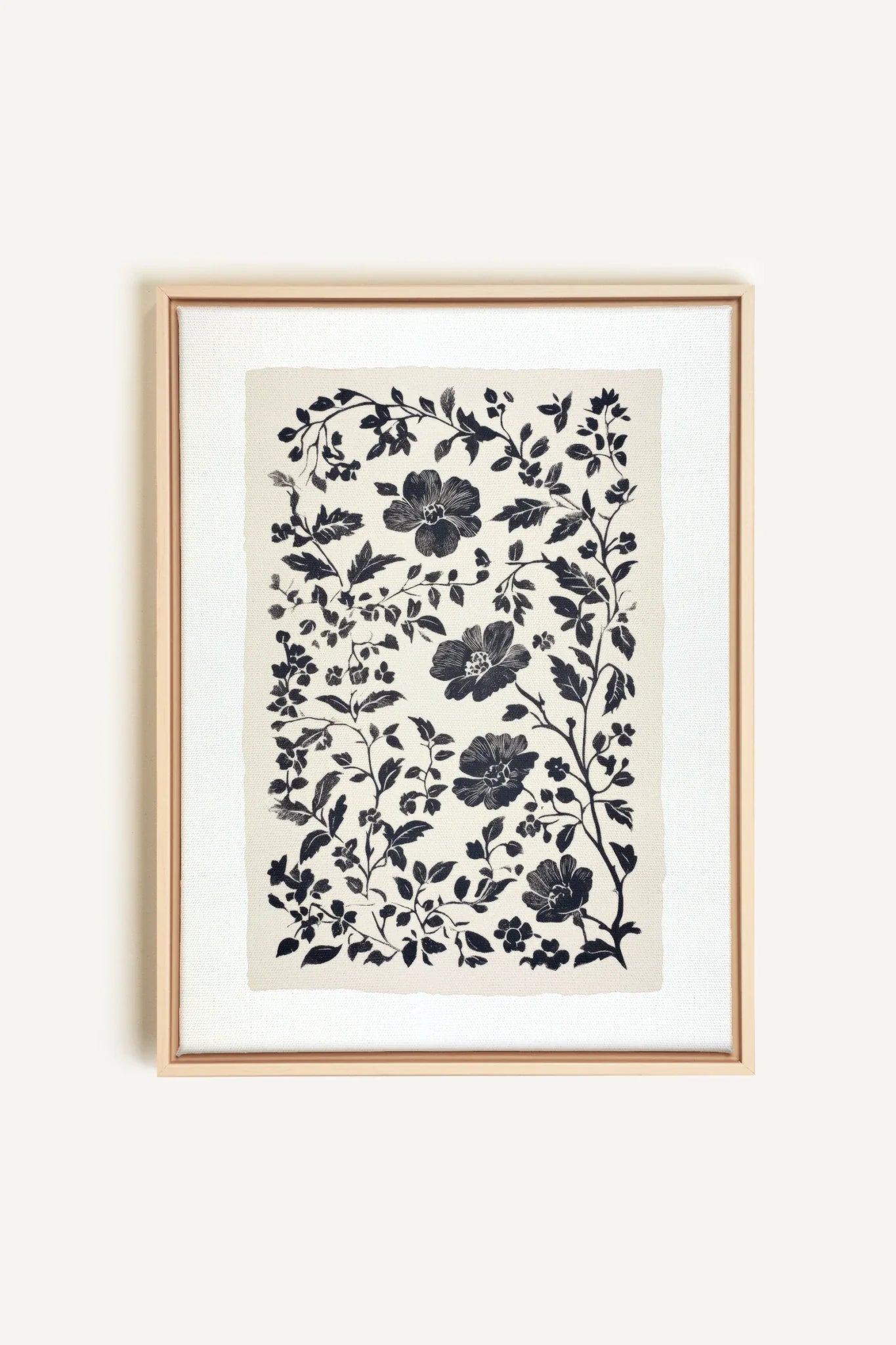 OLEKA CANVAS - FLORAL SHADOW, Oeuvre sur toile étirée, encadré Naturel Clair