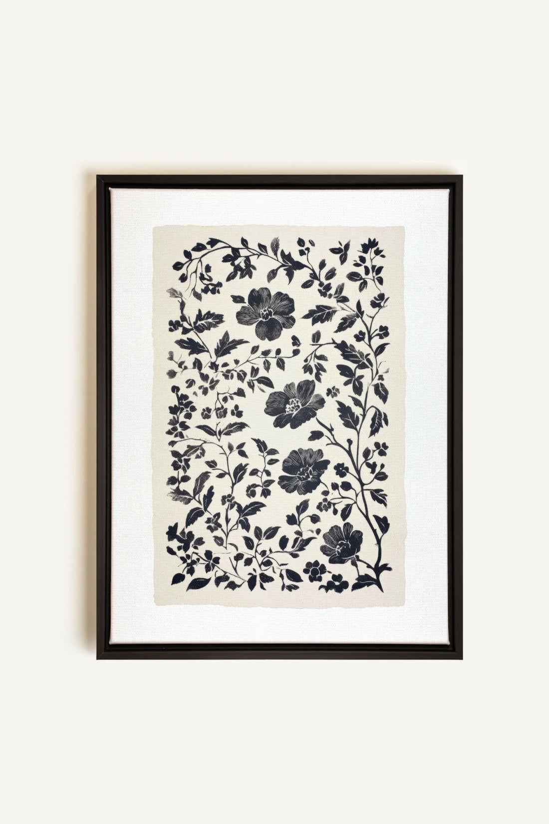OLEKA CANVAS - FLORAL SHADOW, Oeuvre sur toile étirée, encadré Noir