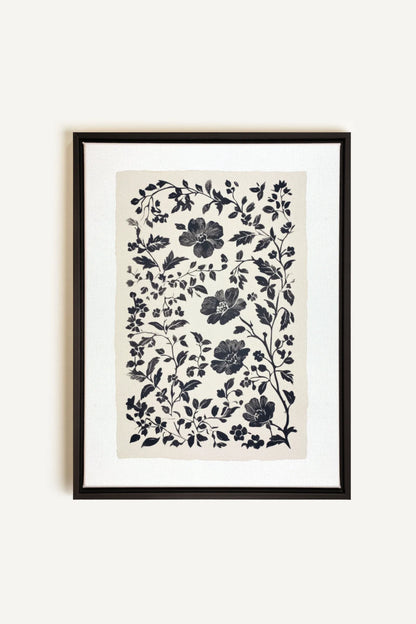 OLEKA CANVAS - FLORAL SHADOW, Oeuvre sur toile étirée, encadré Noir