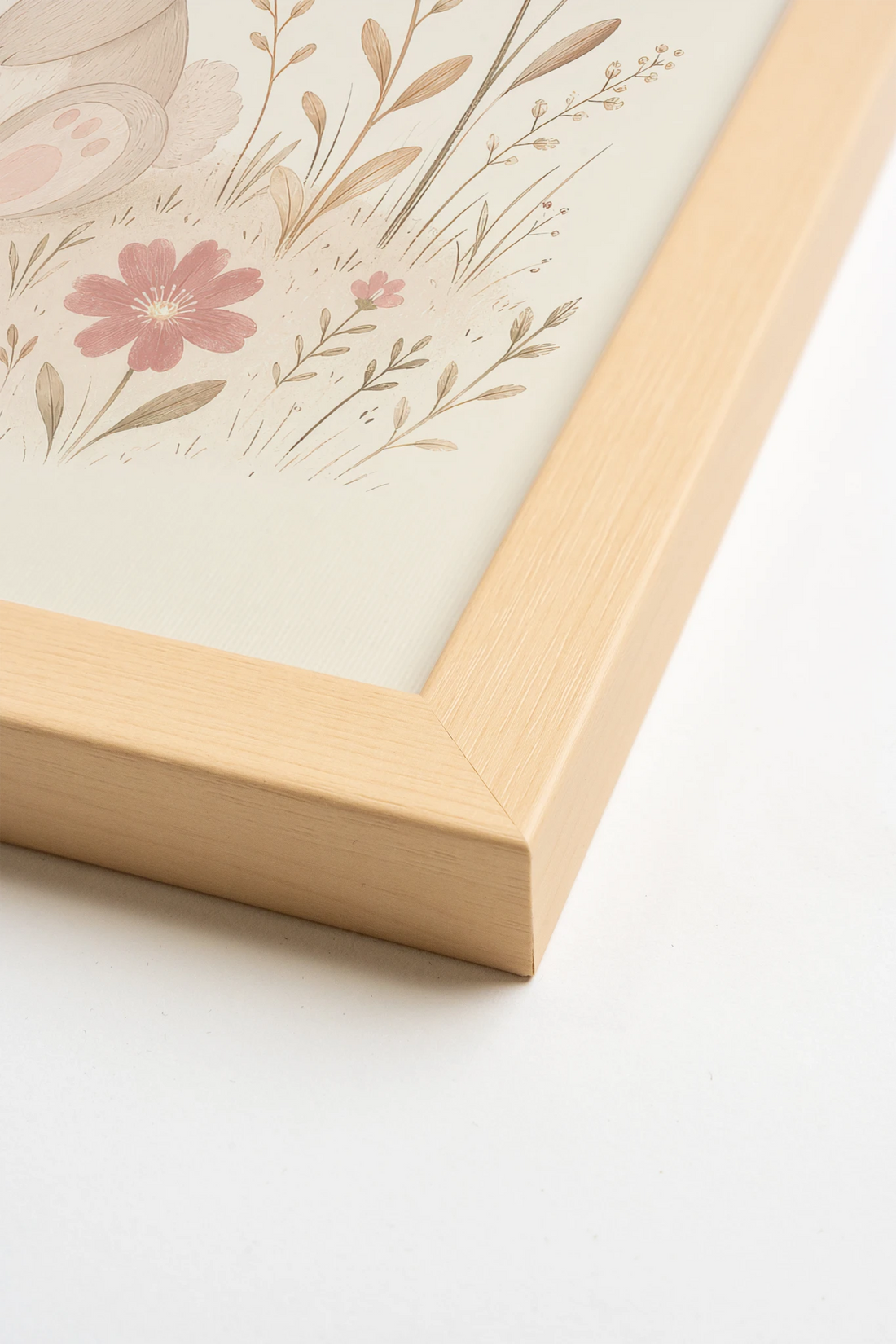 FLOWER BUNNY, Oeuvre sur toile rigide, encadré Naturel Clair