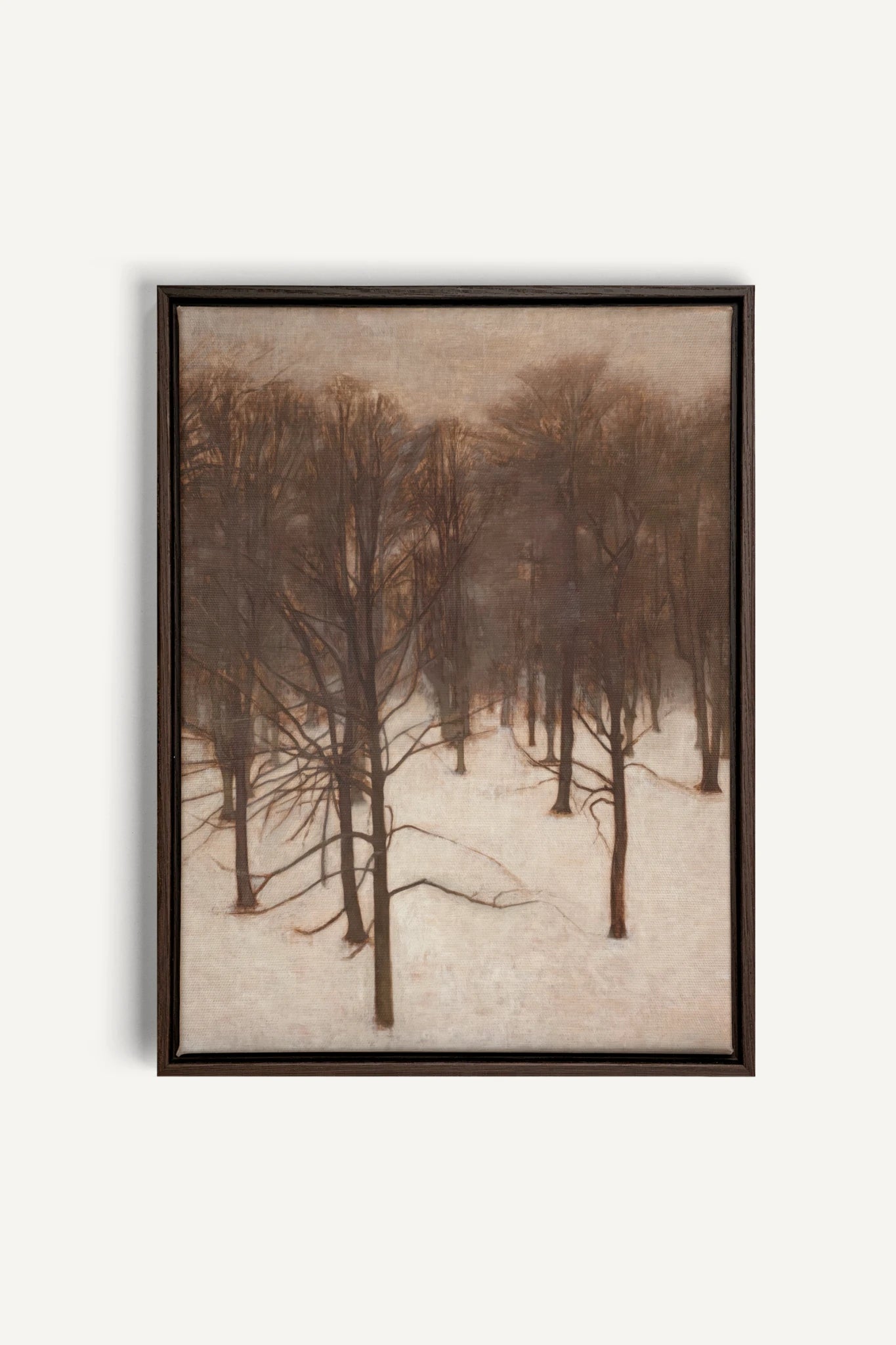 FORÊT DE GIVRE, Oeuvre sur toile étirée, encadré Brun Noyer