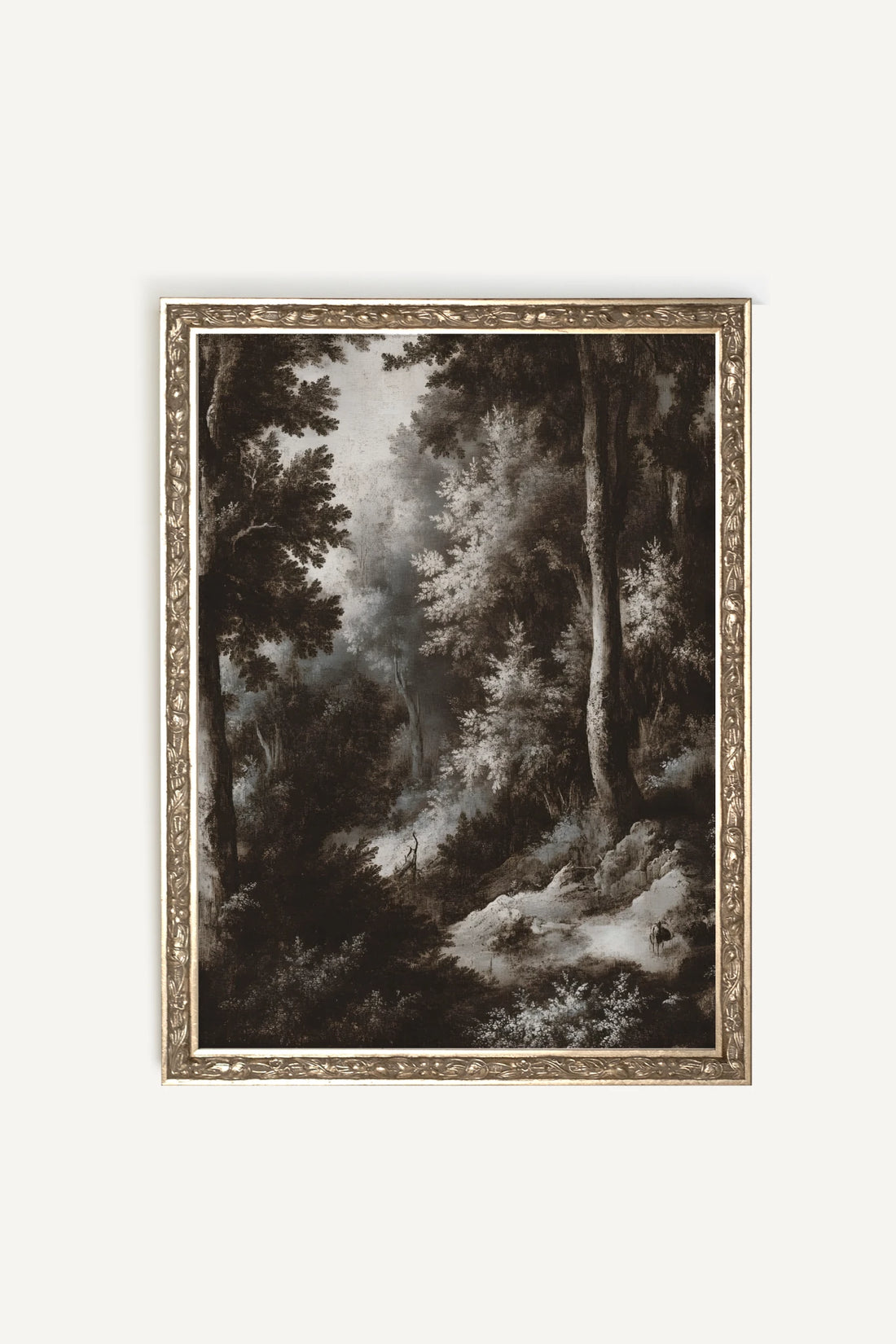 FORÊT OUBLIÉE, Oeuvre sur toile rigide, encadré Vintage Argent
