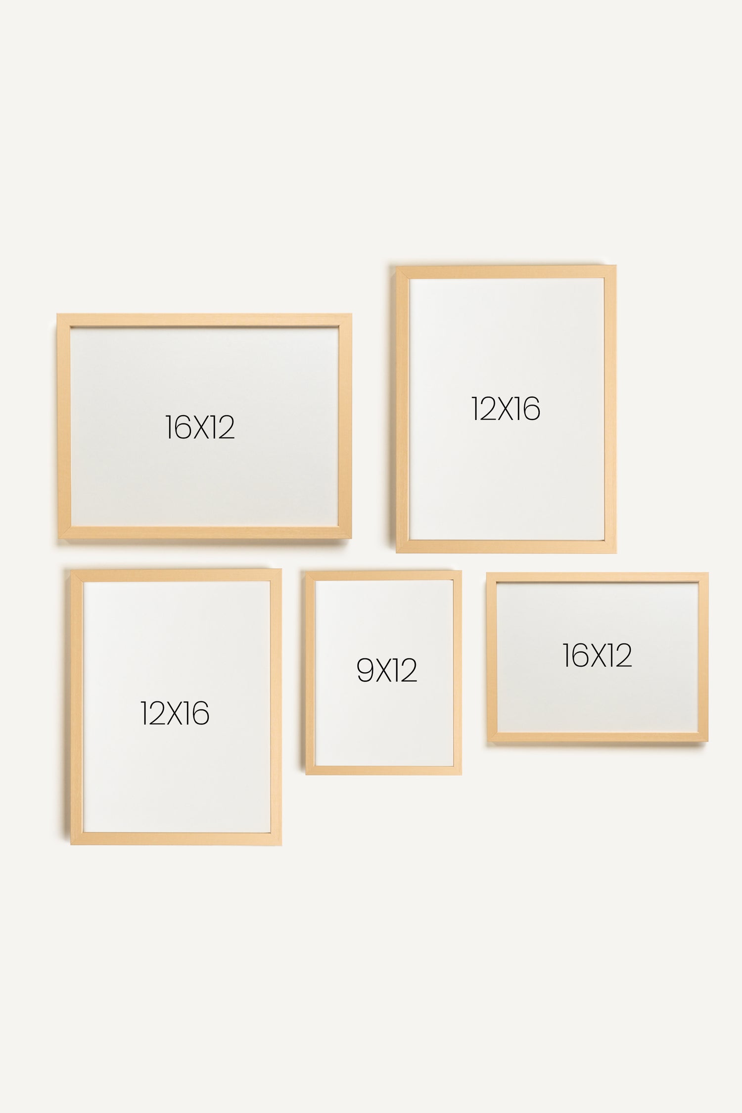 LITTLE DAYDREAM, a set of 5 works on rigid canvas, framed in light natural wood