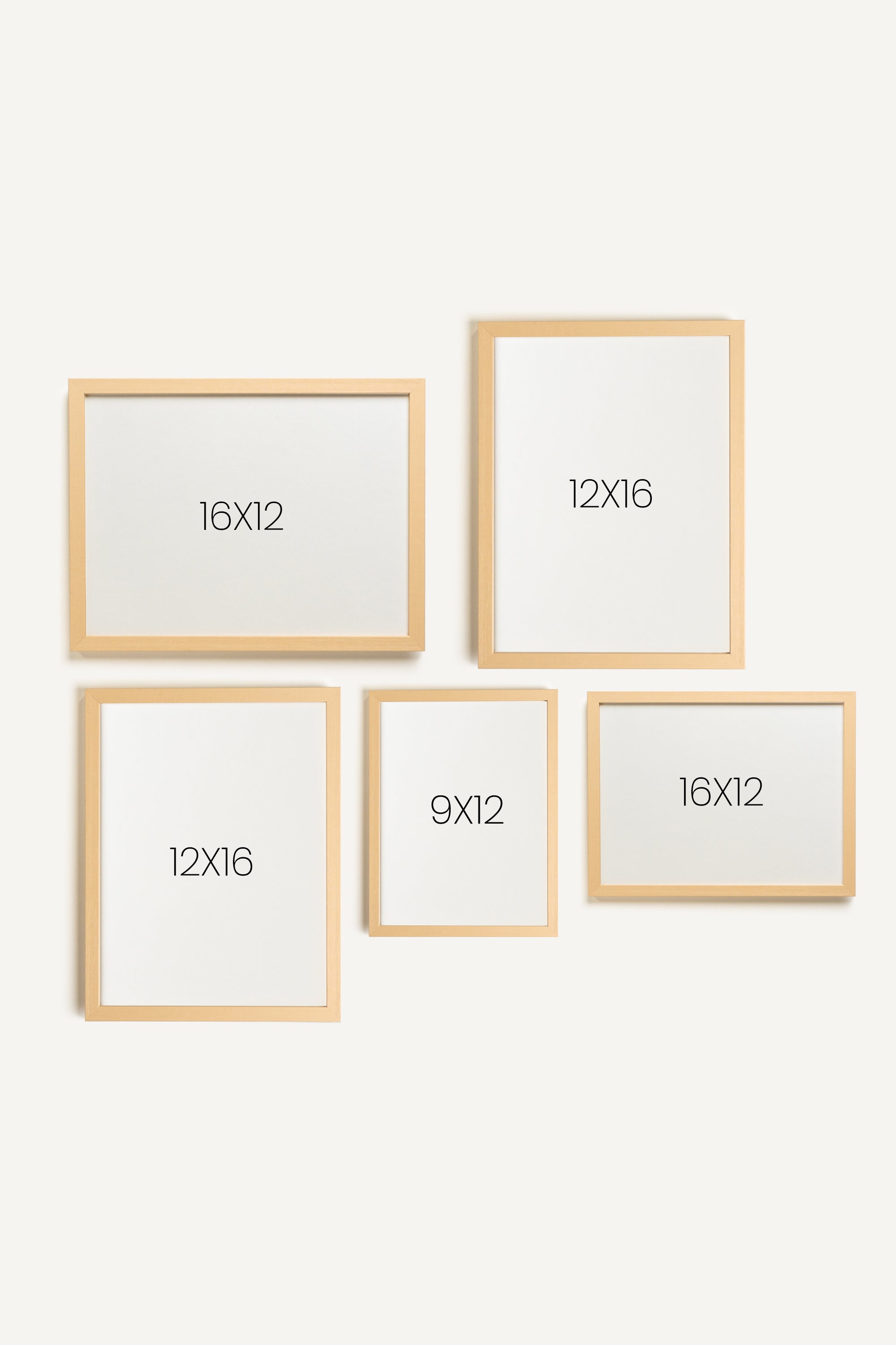 LITTLE DAYDREAM, a set of 5 works on rigid canvas, framed in light natural wood