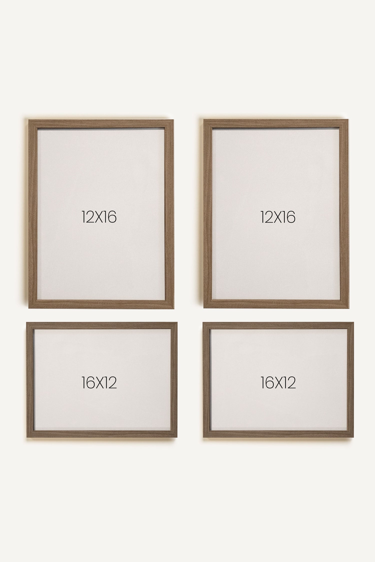 LITTLE COMPANION, set of 4 works on rigid canvas, framed in brown oak