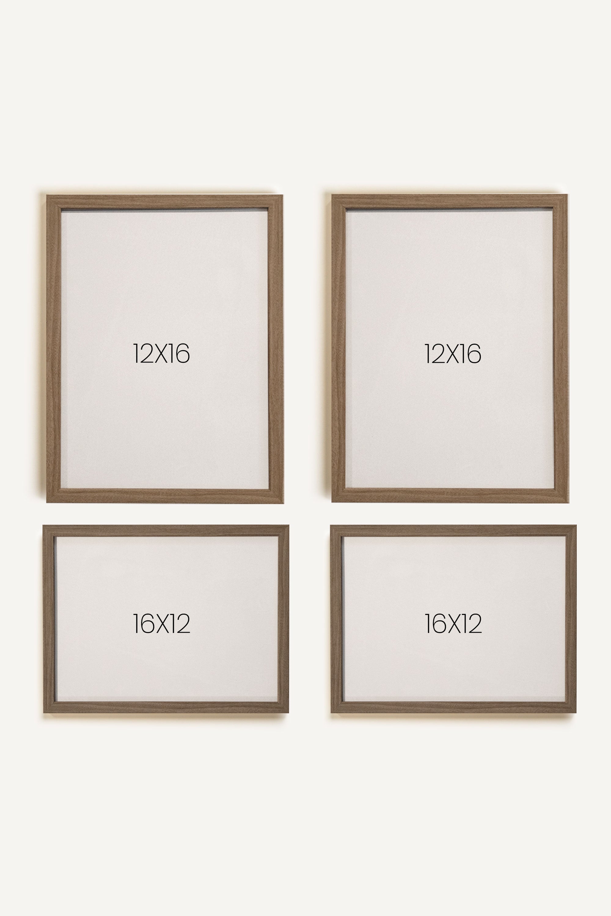 LITTLE COMPANION, set of 4 works on rigid canvas, framed in brown oak
