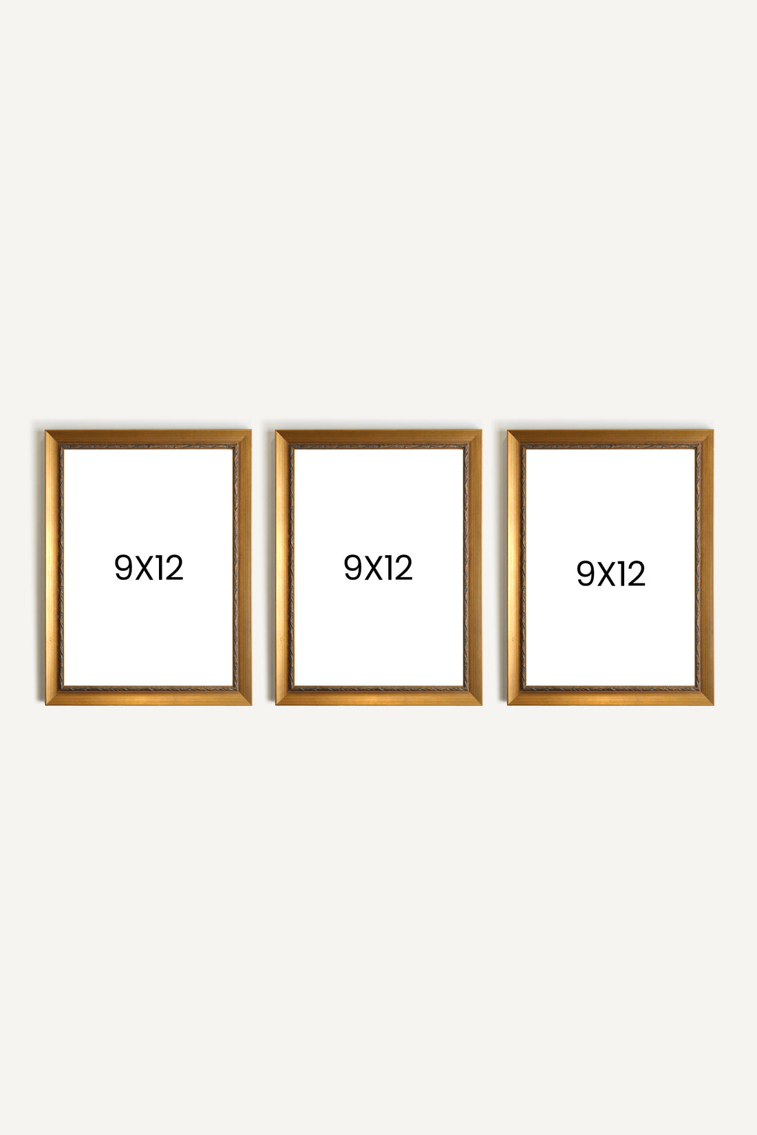 Lumière des prés Set, 3 framed rigid canvas artworks, gold frame