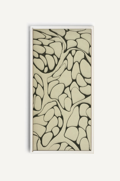 FORMES MINÉRALES, Oeuvre sur toile étirée, encadré Blanc