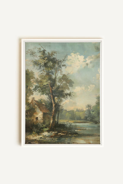 OLEKA CANVAS - French Homestead, Oeuvre sur toile étirée, encadré Blanc