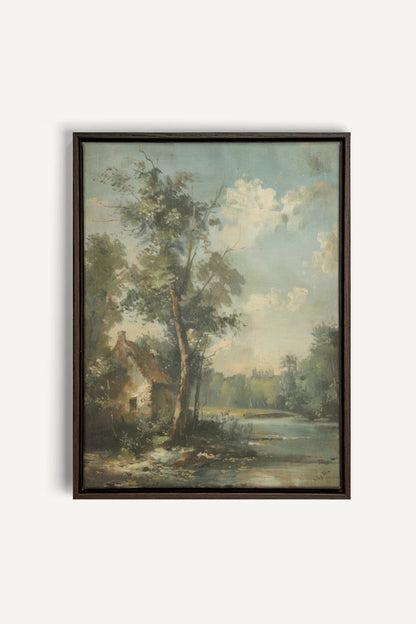 OLEKA CANVAS - French Homestead, Oeuvre sur toile étirée, encadré Brun Noyer