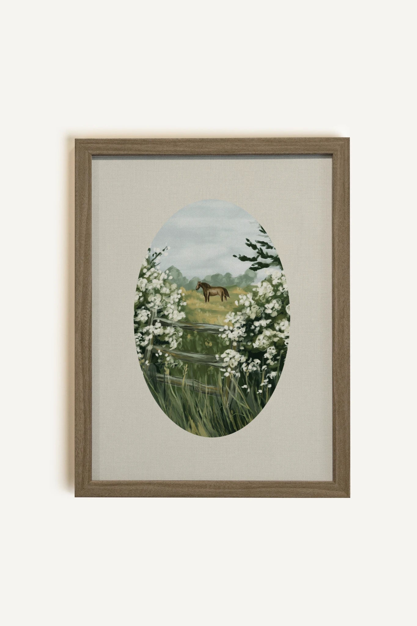 GALOP DES PRÉS, Work on canvas, oak brown frame