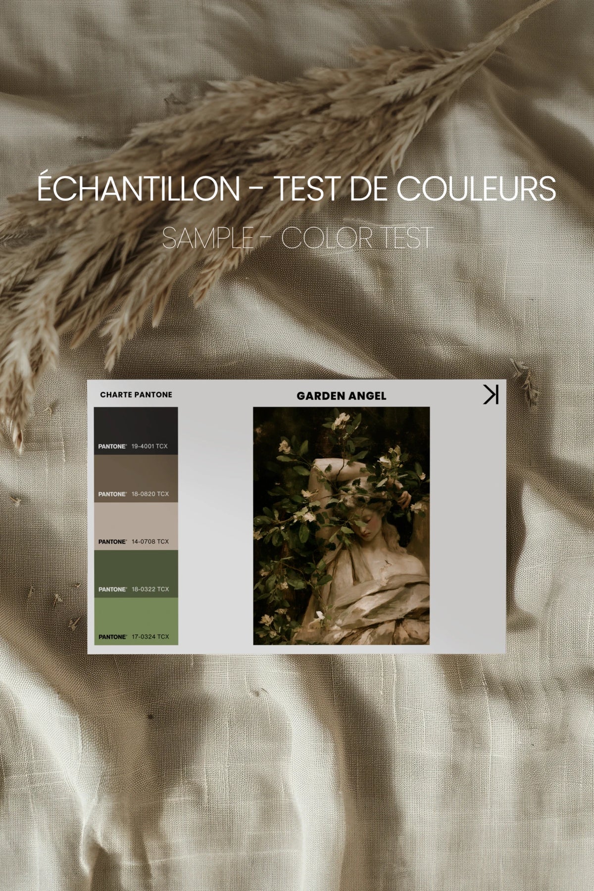 Garden Angel, Oeuvre sur toile rigide, encadré Vintage Argent
