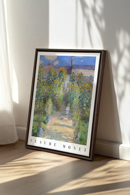 GARDEN LIGHT, Oeuvre sur toile étirée, encadré Brun Noyer