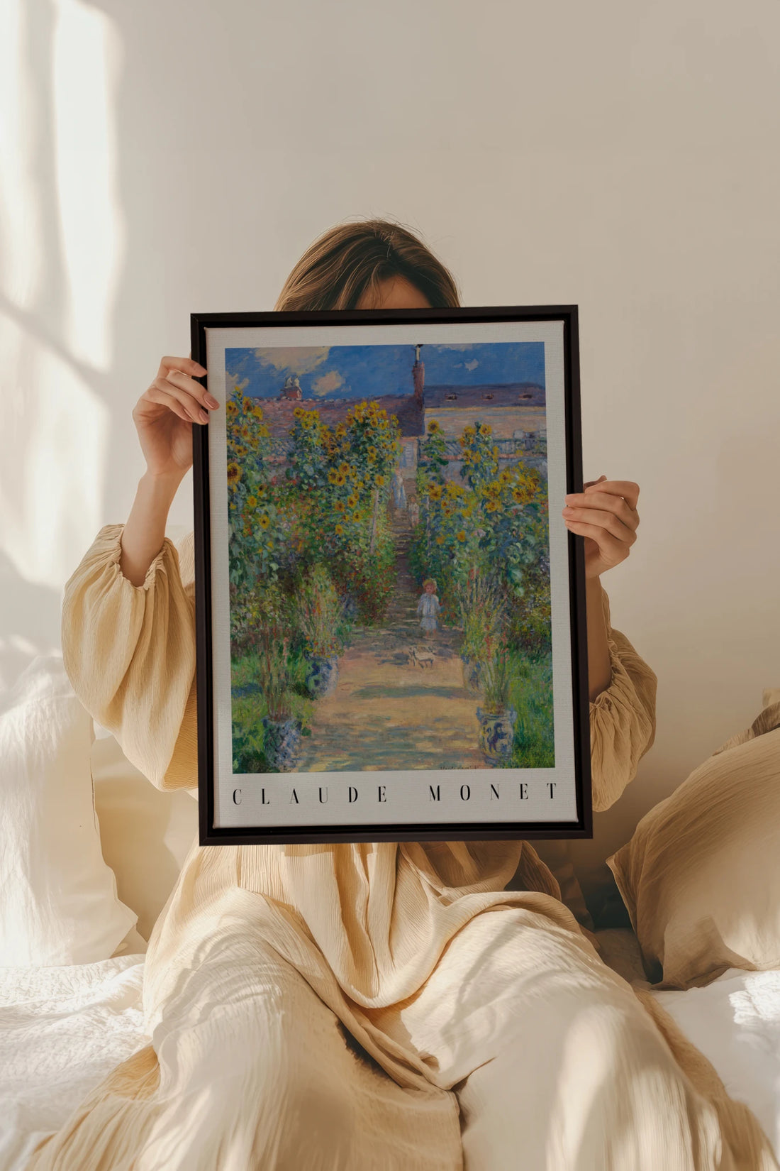 GARDEN LIGHT, Work on stretched canvas, framed Black