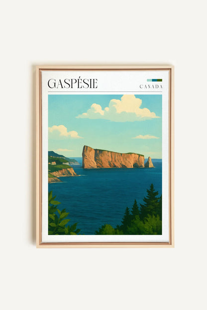 OLEKA CANVAS - GASPÉSIE, Oeuvre sur toile étirée, encadré Naturel Clair