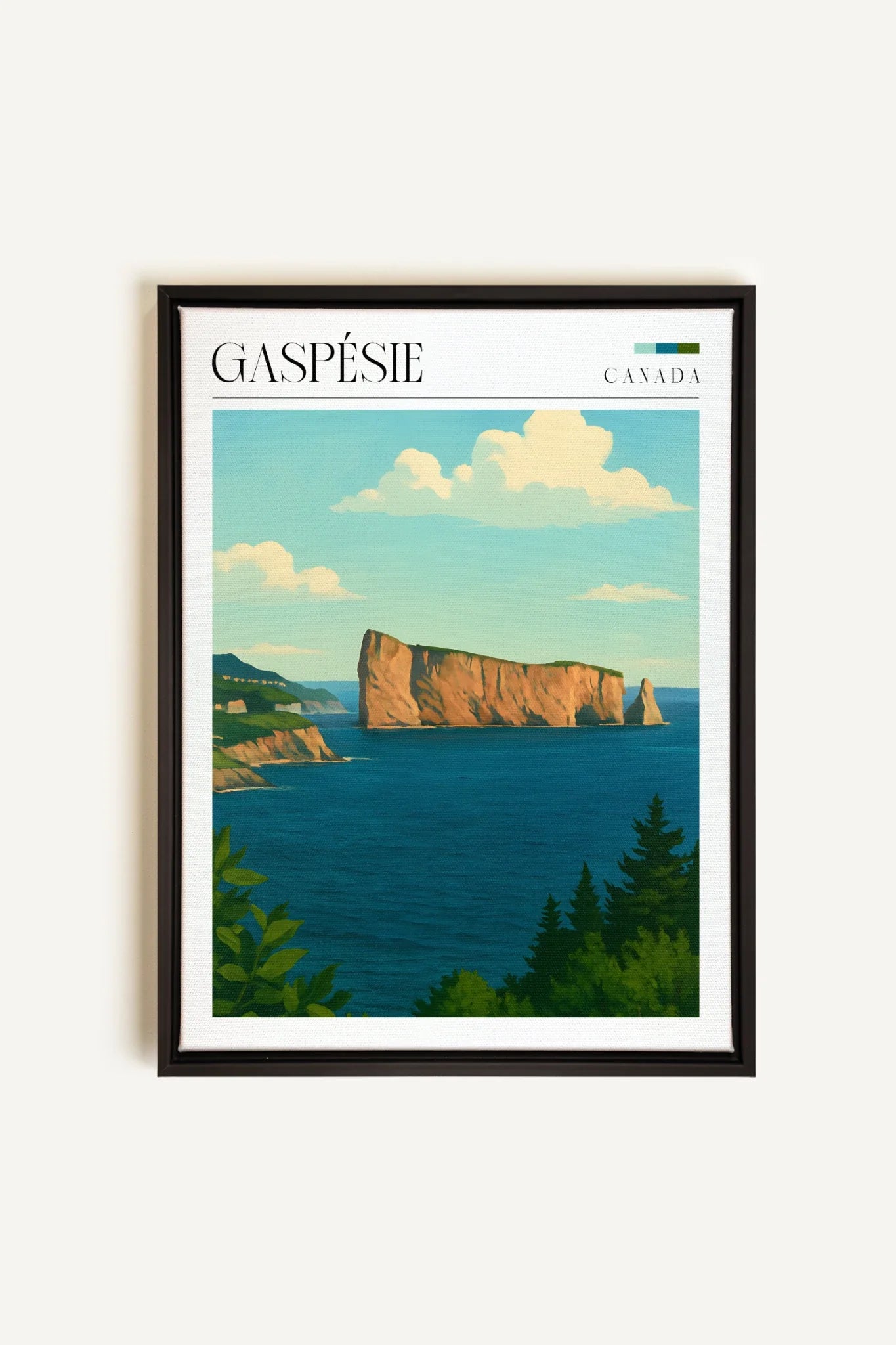 OLEKA CANVAS - GASPÉSIE, Oeuvre sur toile étirée, encadré Noir