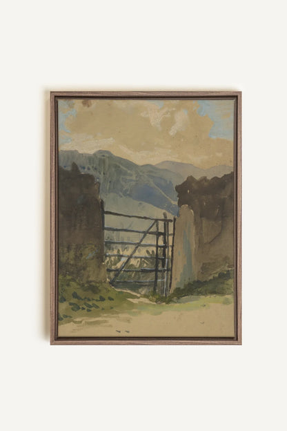 OLEKA CANVAS - GATE TO THE HILLS, Oeuvre sur toile étirée, encadré Brun Chêne