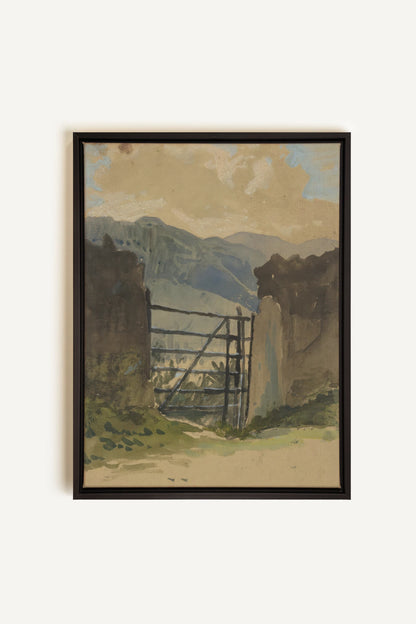 GATE TO THE HILLS, Oeuvre sur toile étirée, encadré Noir