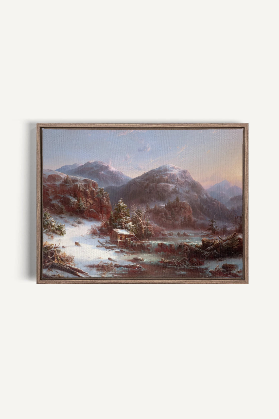 GLACIAL DAWN, Oeuvre sur toile étirée, encadré Brun Chêne