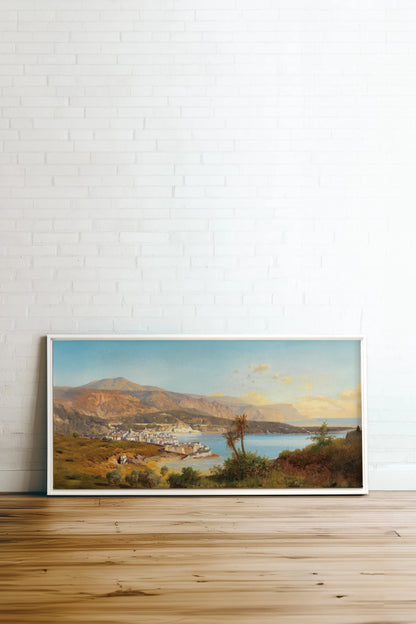 GOLDEN BAY, Oeuvre sur toile étirée, encadré Blanc