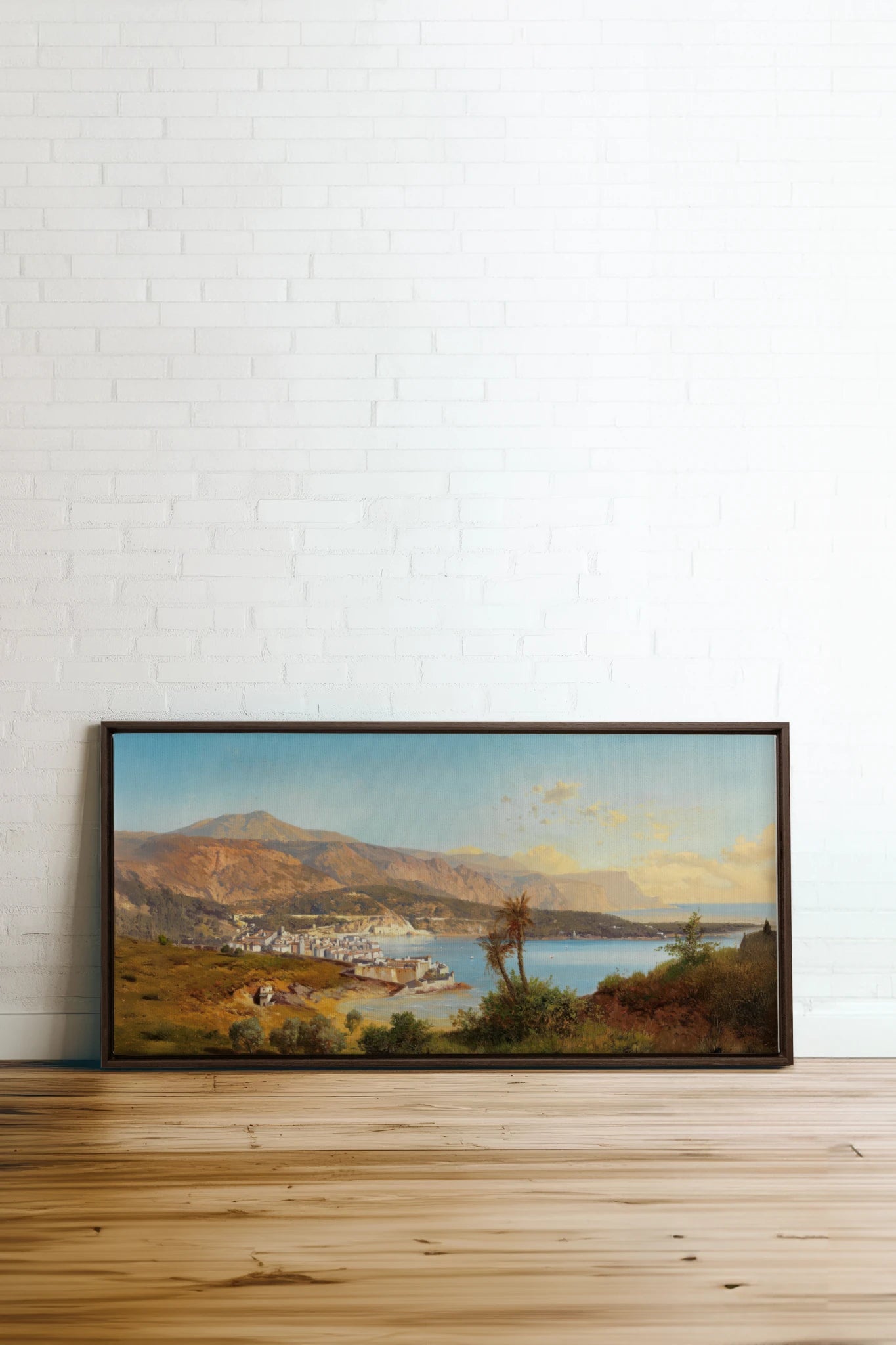 GOLDEN BAY, Oeuvre sur toile étirée, encadré Brun Noyer