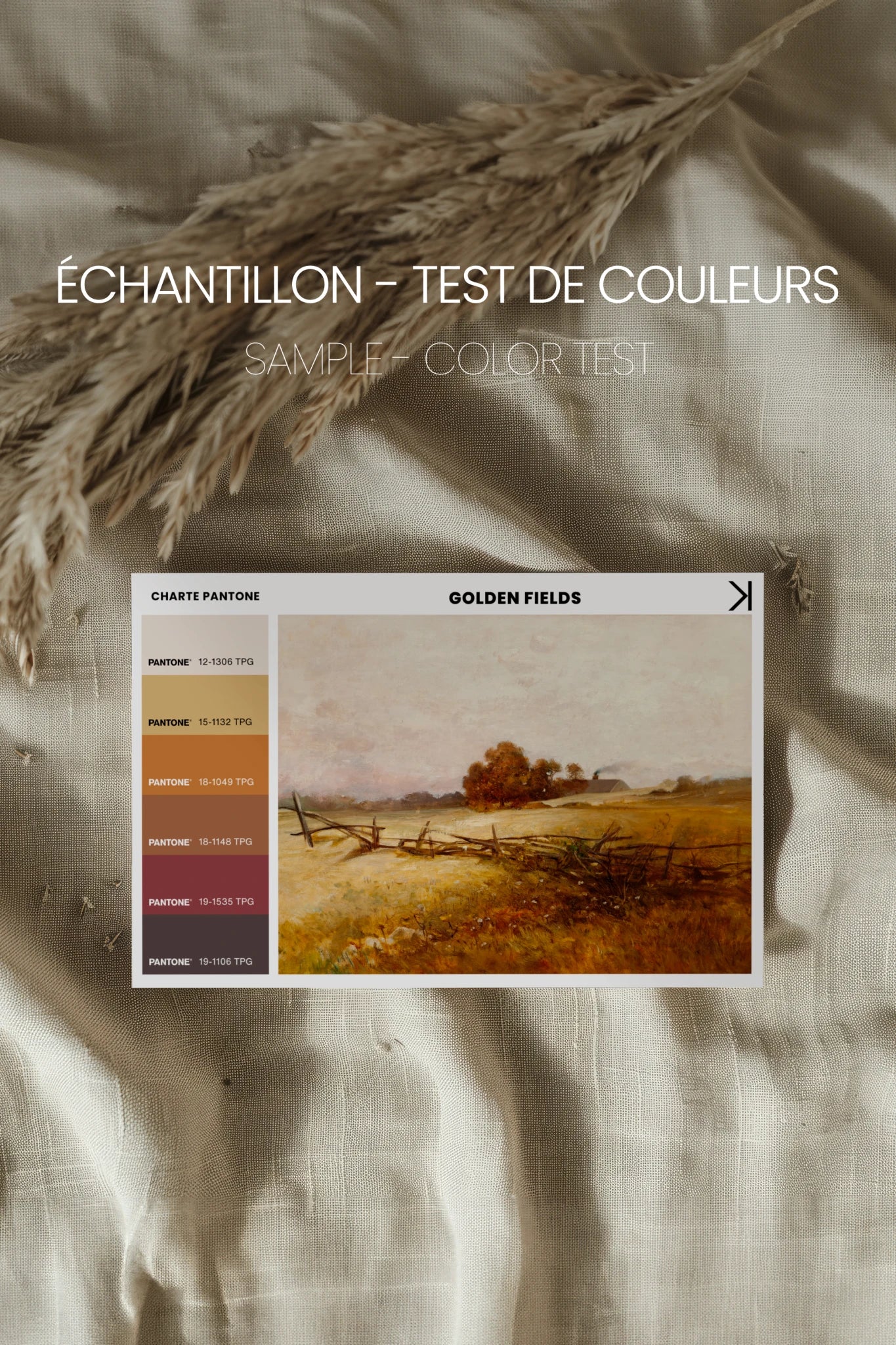 GOLDEN FIELDS, Oeuvre sur toile étirée, encadré Vintage Bronze