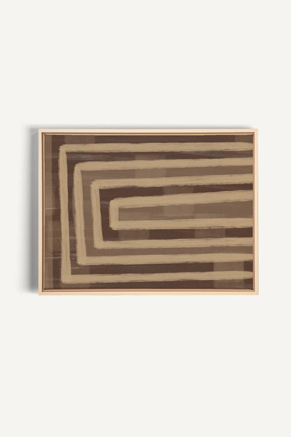 OLEKA CANVAS - GOLDEN MAZE, Oeuvre sur toile étirée, encadré Naturel Clair