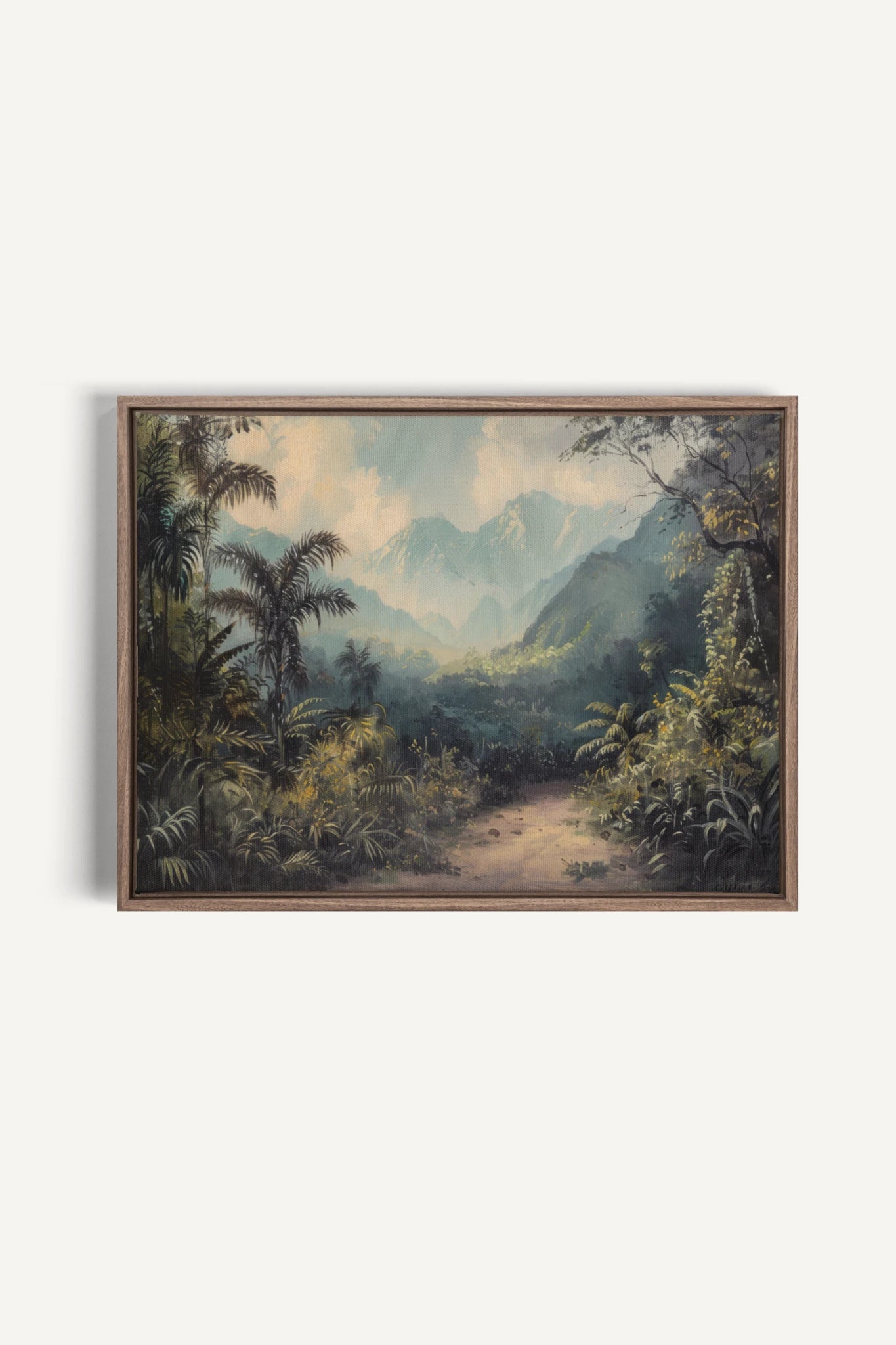 GOLDEN REALM, Artwork on stretched canvas, framed in Brown Oak