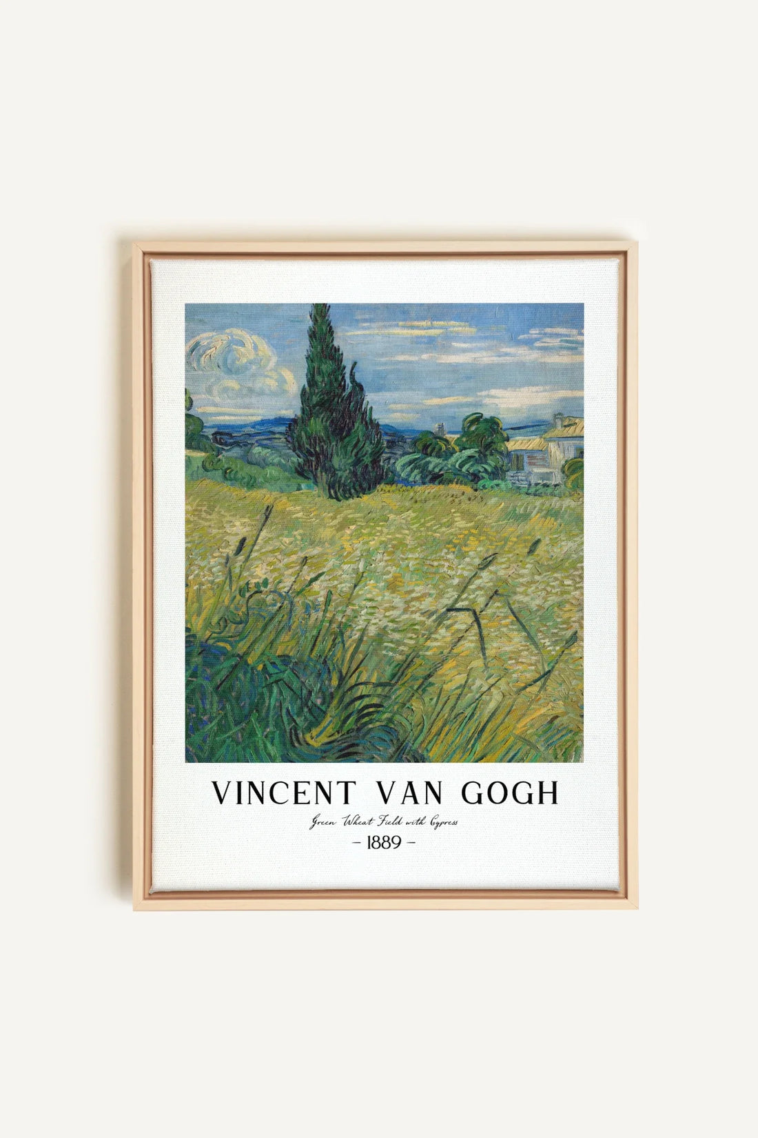 OLEKA CANVAS - GREEN WHEAT FIELD, Oeuvre sur toile étirée, encadré Naturel Clair