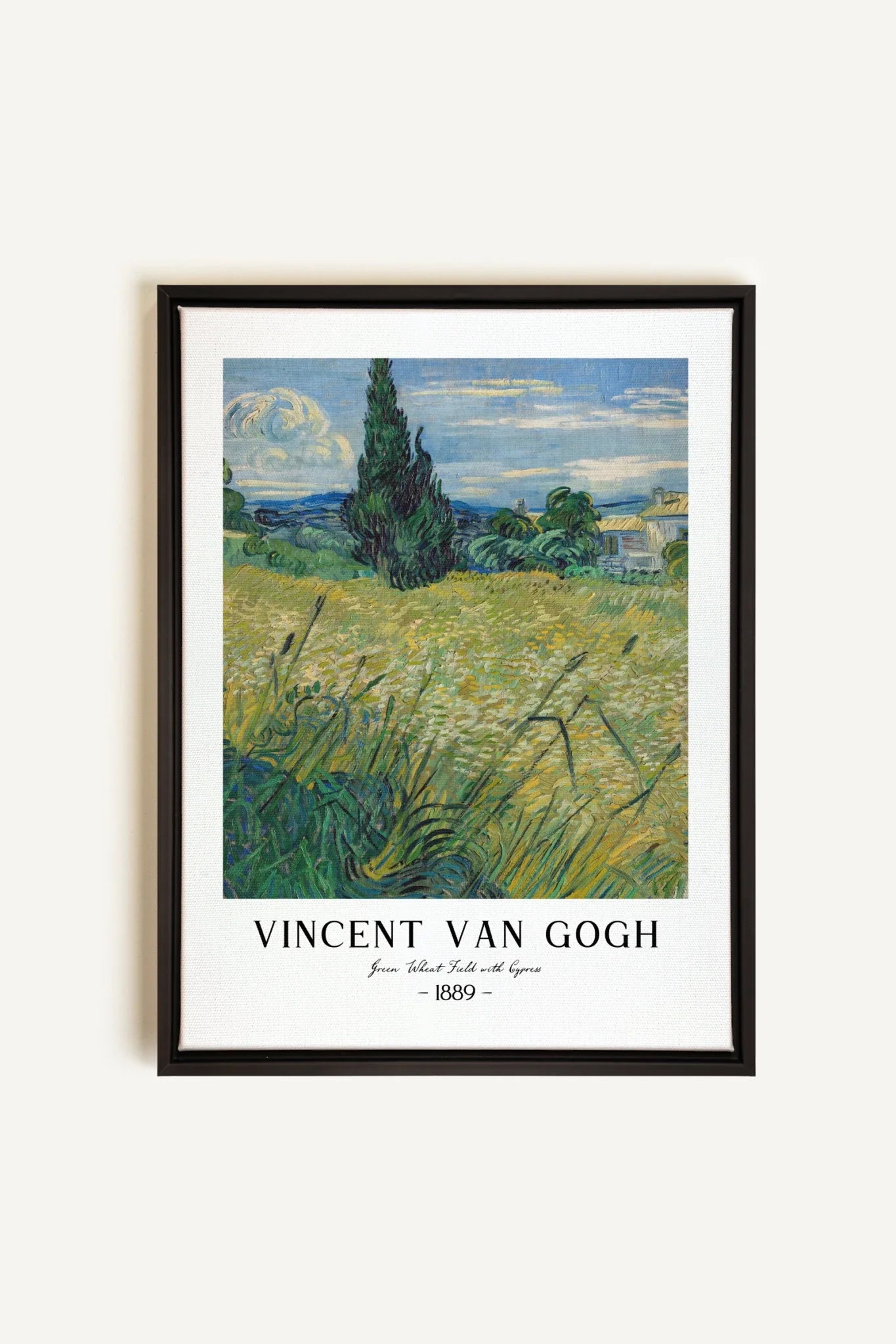 OLEKA CANVAS - GREEN WHEAT FIELD, Oeuvre sur toile étirée, encadré Noir