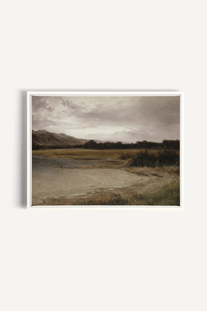 GREY MEADOW, Work on stretched canvas, framed White